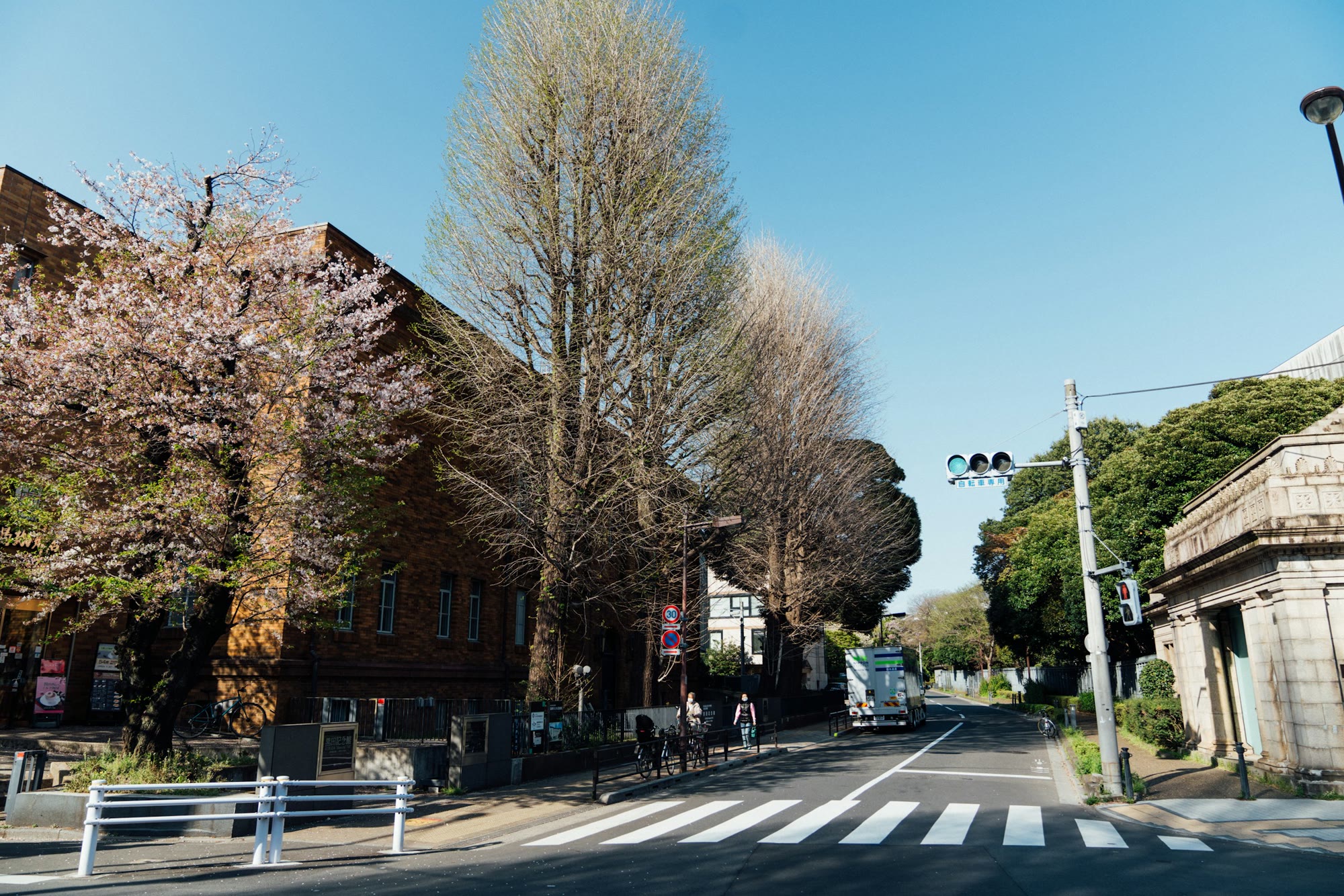 A quiet residential street west of Shibuya station in soft daylight